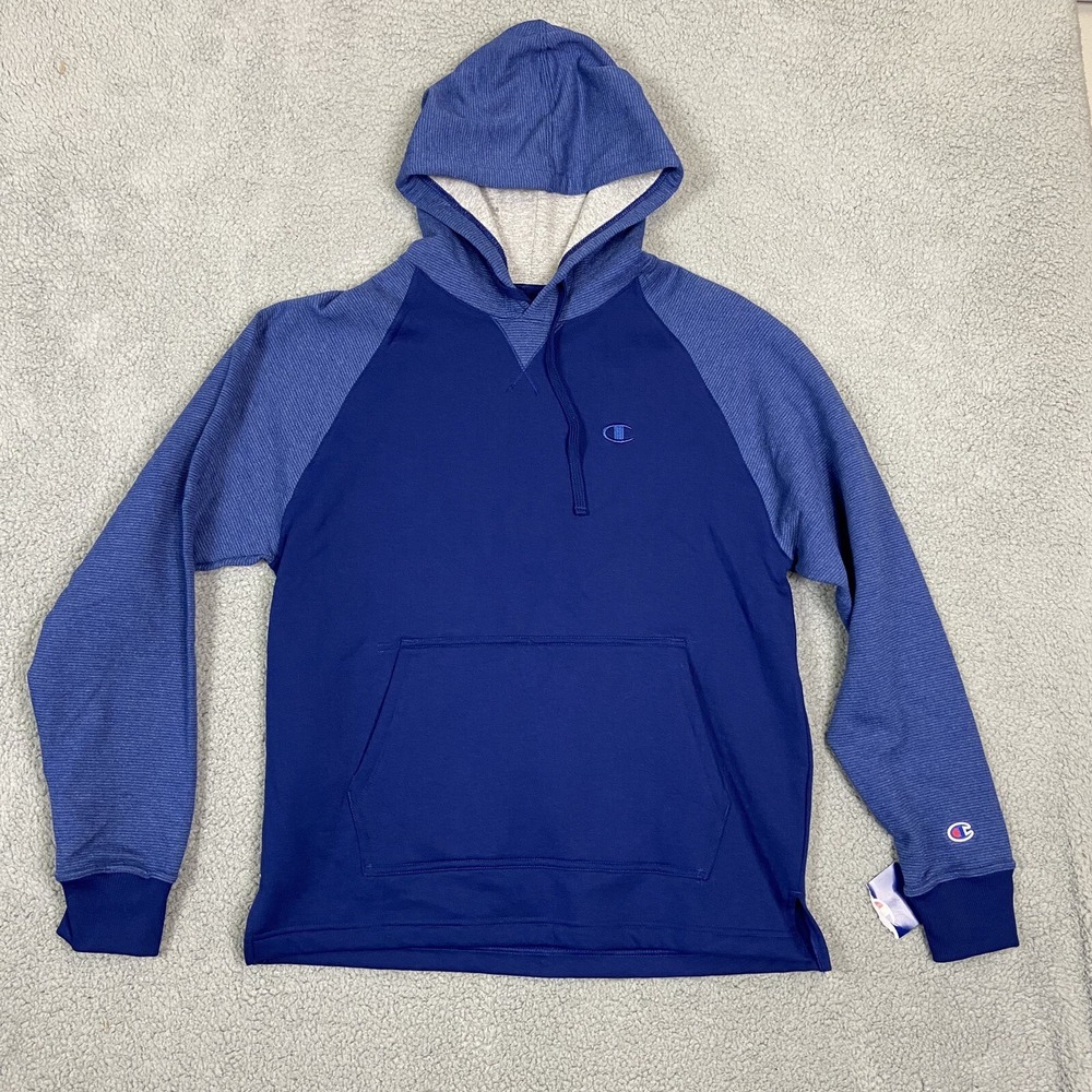 CHAMPION Mens Hoodie Powerblend Fleece Sweatshirt Medium Blue